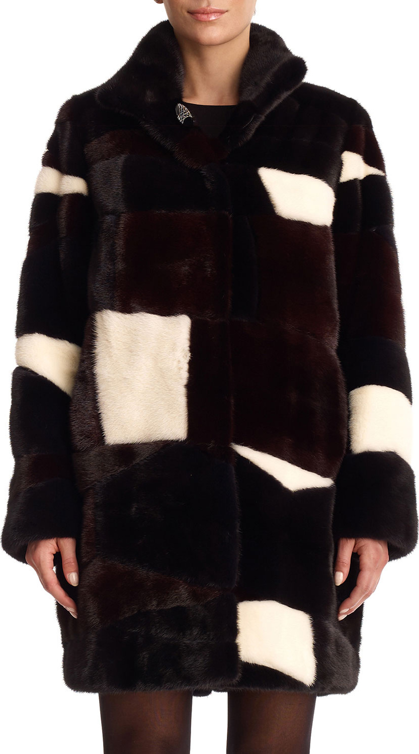 Gorski Mink Intarsia Reversible Stroller Coat