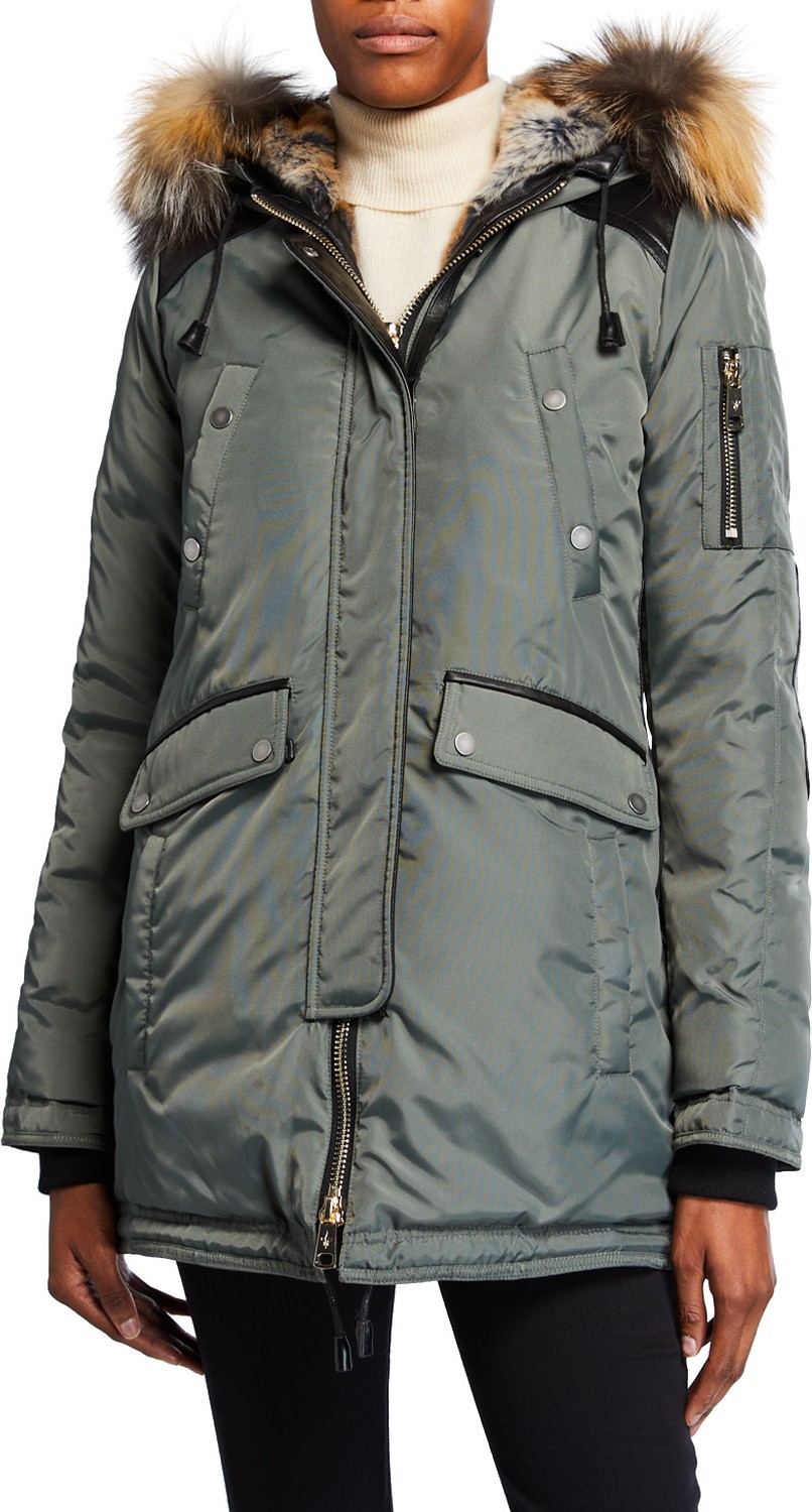 Nicole Benisti Melrose Puffer Coat w/ Detachable Fur Trim