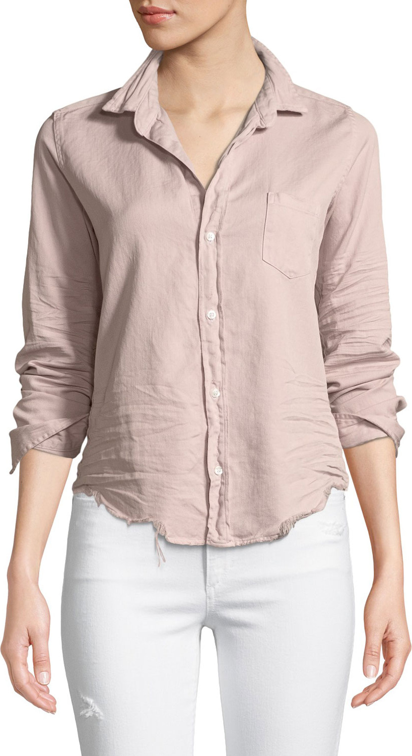 Frank & Eileen Barry Distressed Button-Front Cotton Shirt
