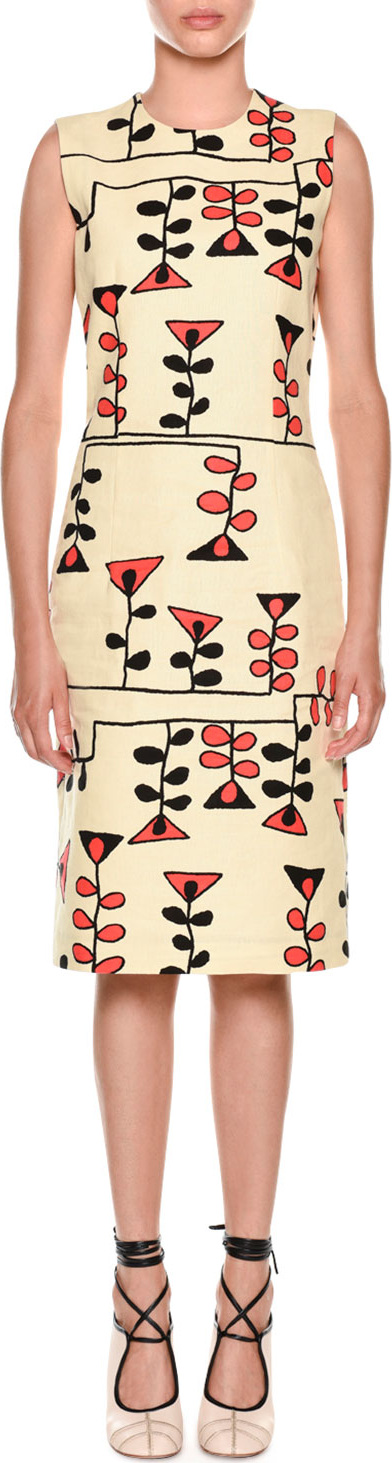 Marni Sleeveless Vine-Print Sheath Dress