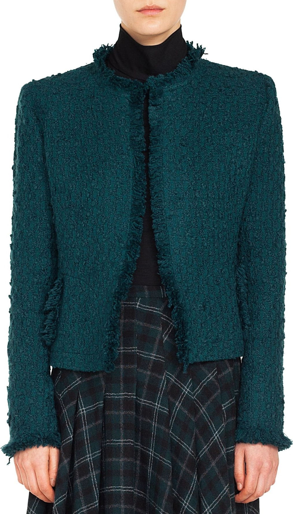 Akris Punto Fringe Tweed Jacket