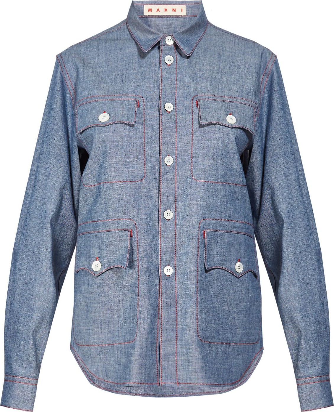 Marni Contrast-stitch chambray shirt