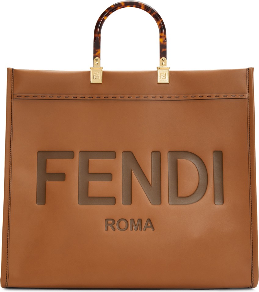 Fendi Brown Leather Sunshine Shopper Tote