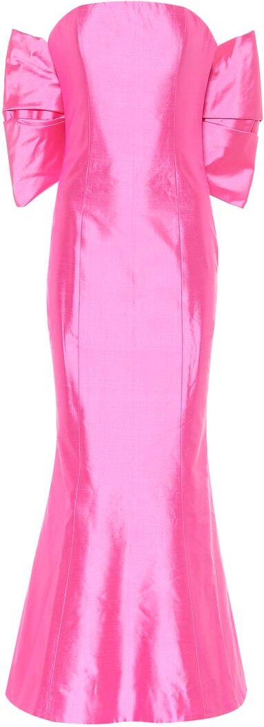 Rasario Silk-satin strapless midi dress