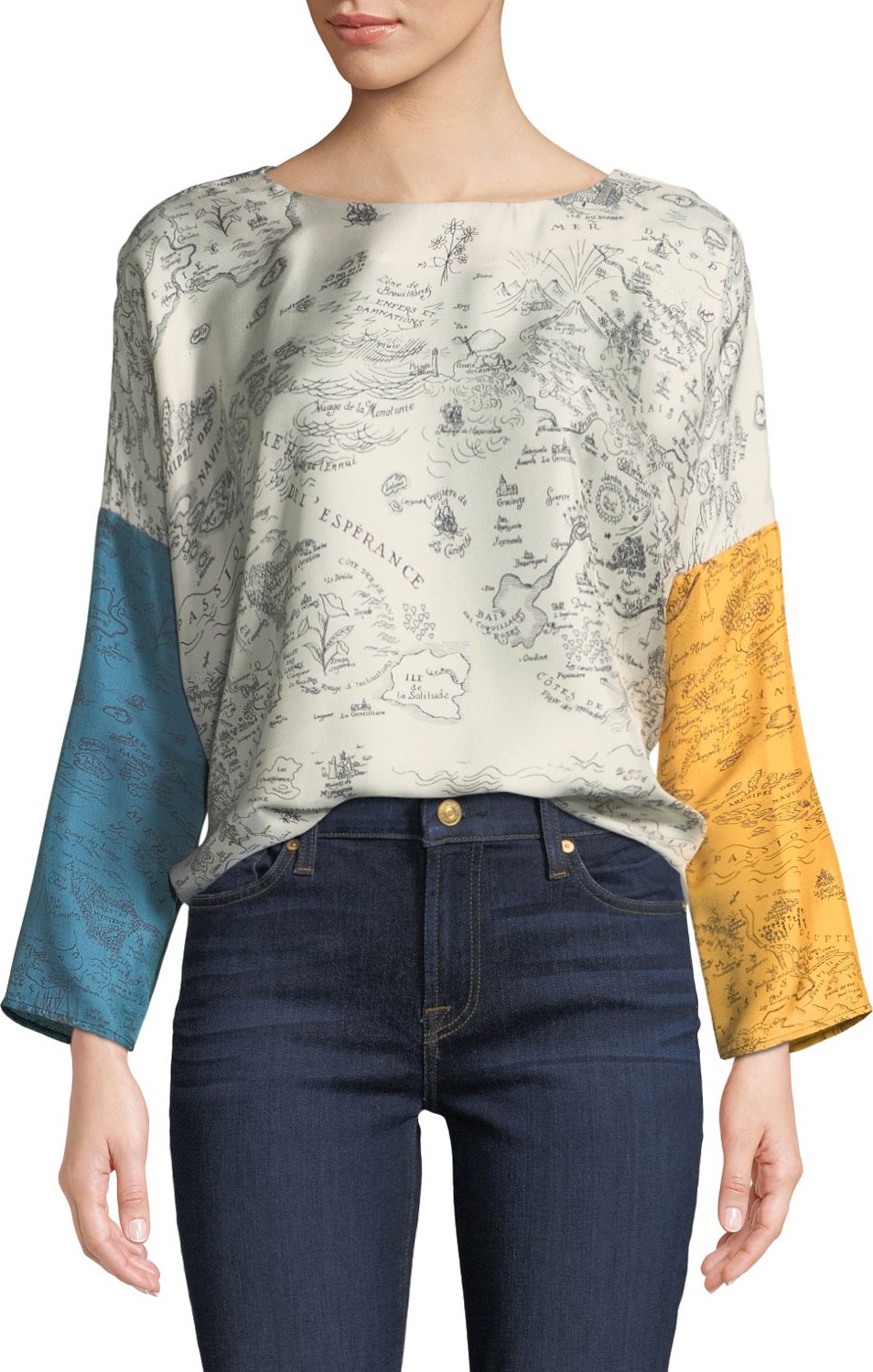 La Prestic Ouiston Janine Mixed-Print Silk Blouse
