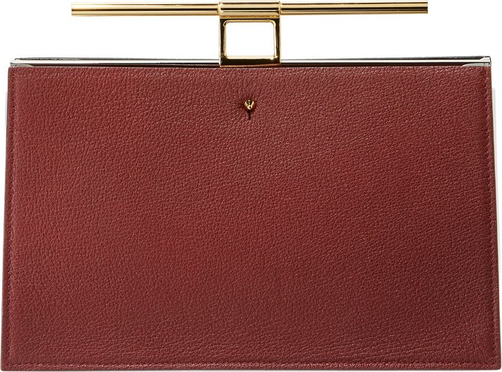 The Volon Chateau Leather Bar-Handle Clutch Bag