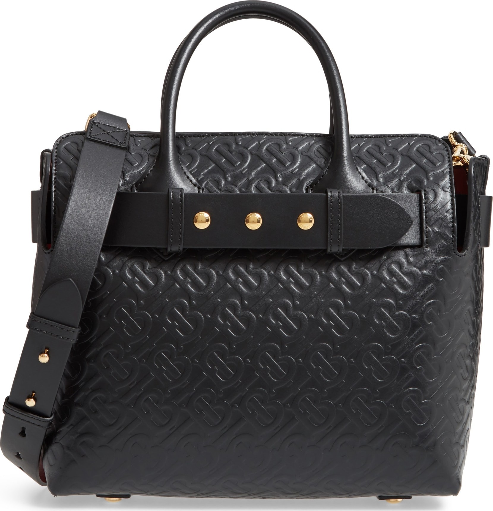 Burberry London England Small Belt Embossed Logo Leather Satchel