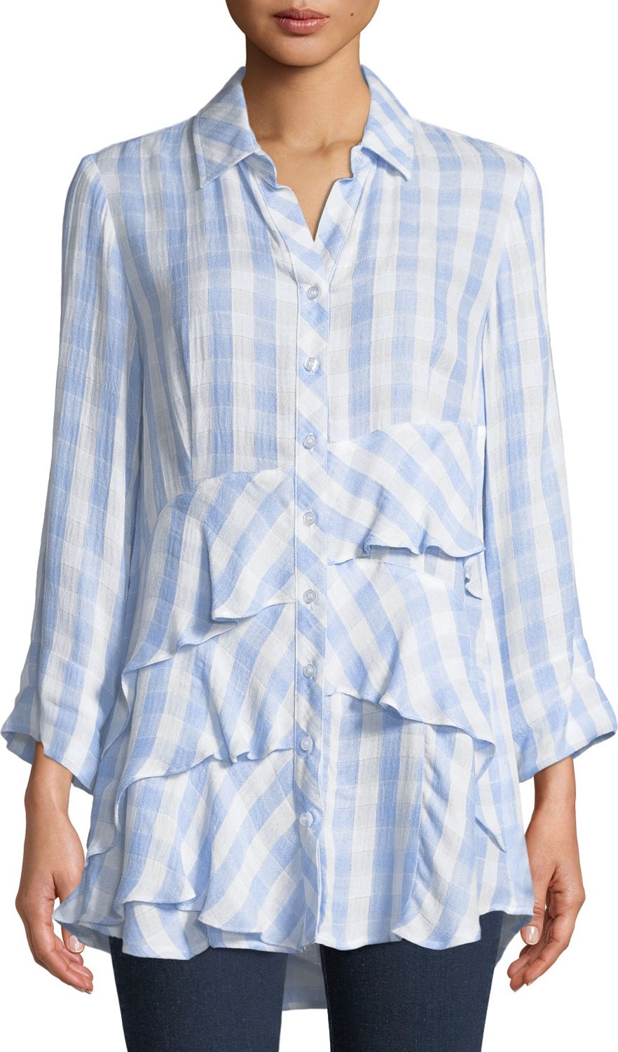 Finley Jenna Sky Check Blouse
