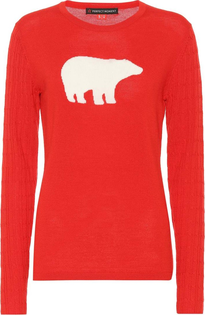 Perfect Moment Bear crewneck wool ski sweater