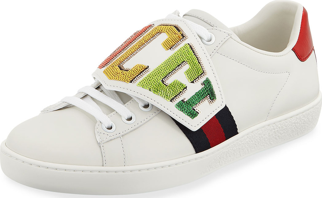 Gucci Rainbow Gucci Patch Leather Low-Top Sneakers