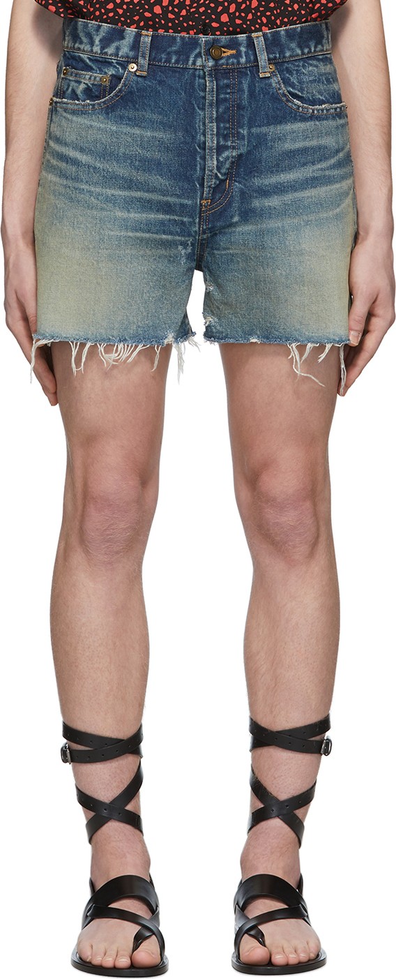 Saint Laurent Blue Denim Shorts
