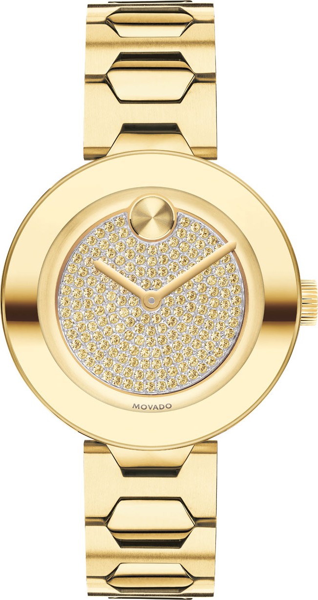 Movado 32mm BOLD Crystal Bracelet Watch, Golden