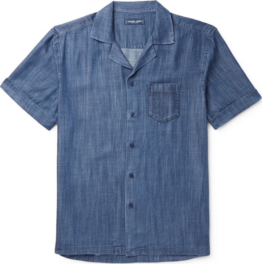 Frescobol Carioca Thomaz Camp-Collar Tencel-Chambray Shirt