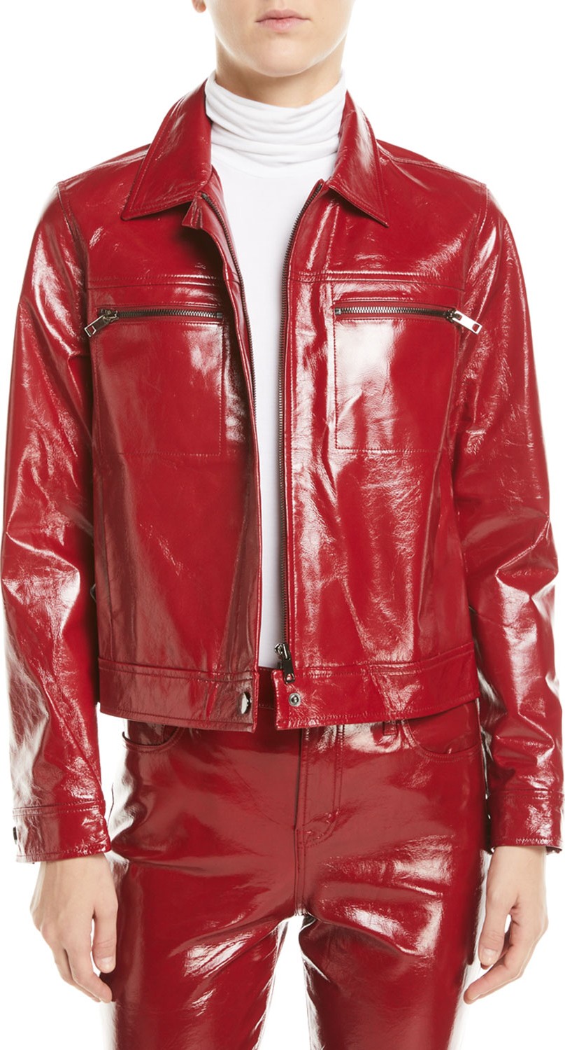 J BRAND Yvette Zip-Front Leather Moto Jacket