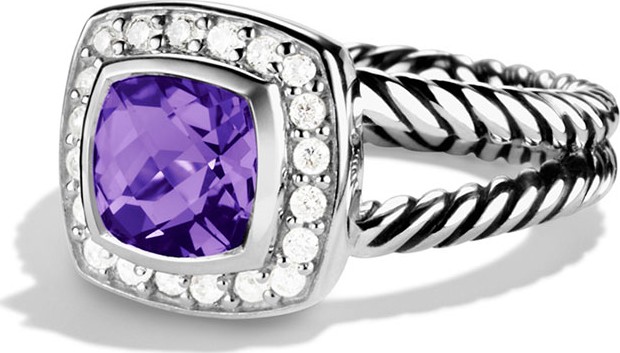 David Yurman Petite Albion Ring with Amethyst and Diamonds