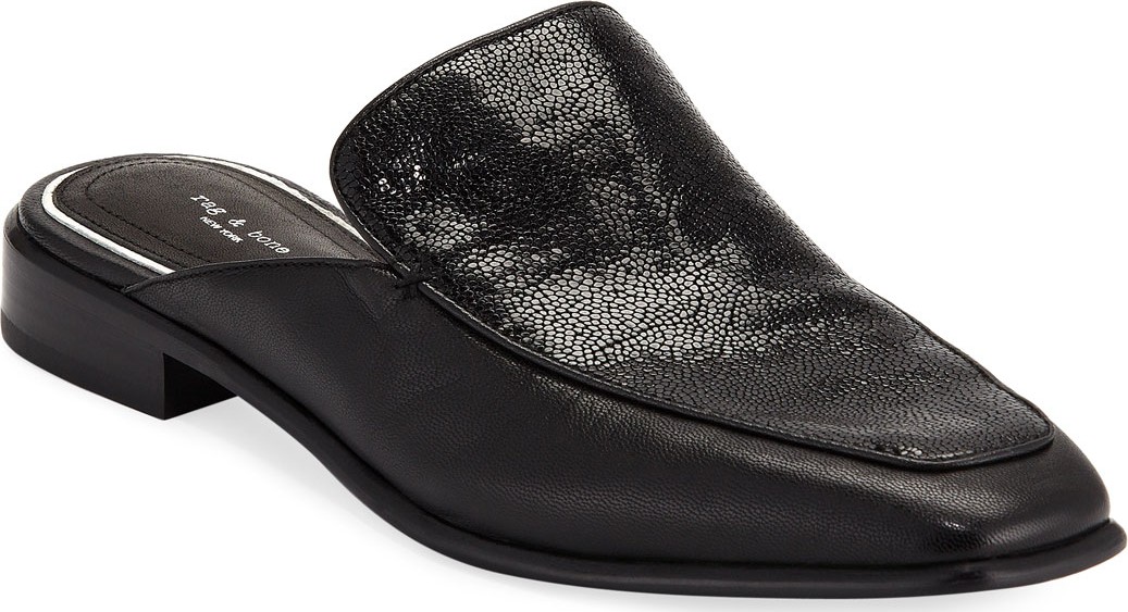 Rag & Bone Aslen Mixed Leather Loafer Mules