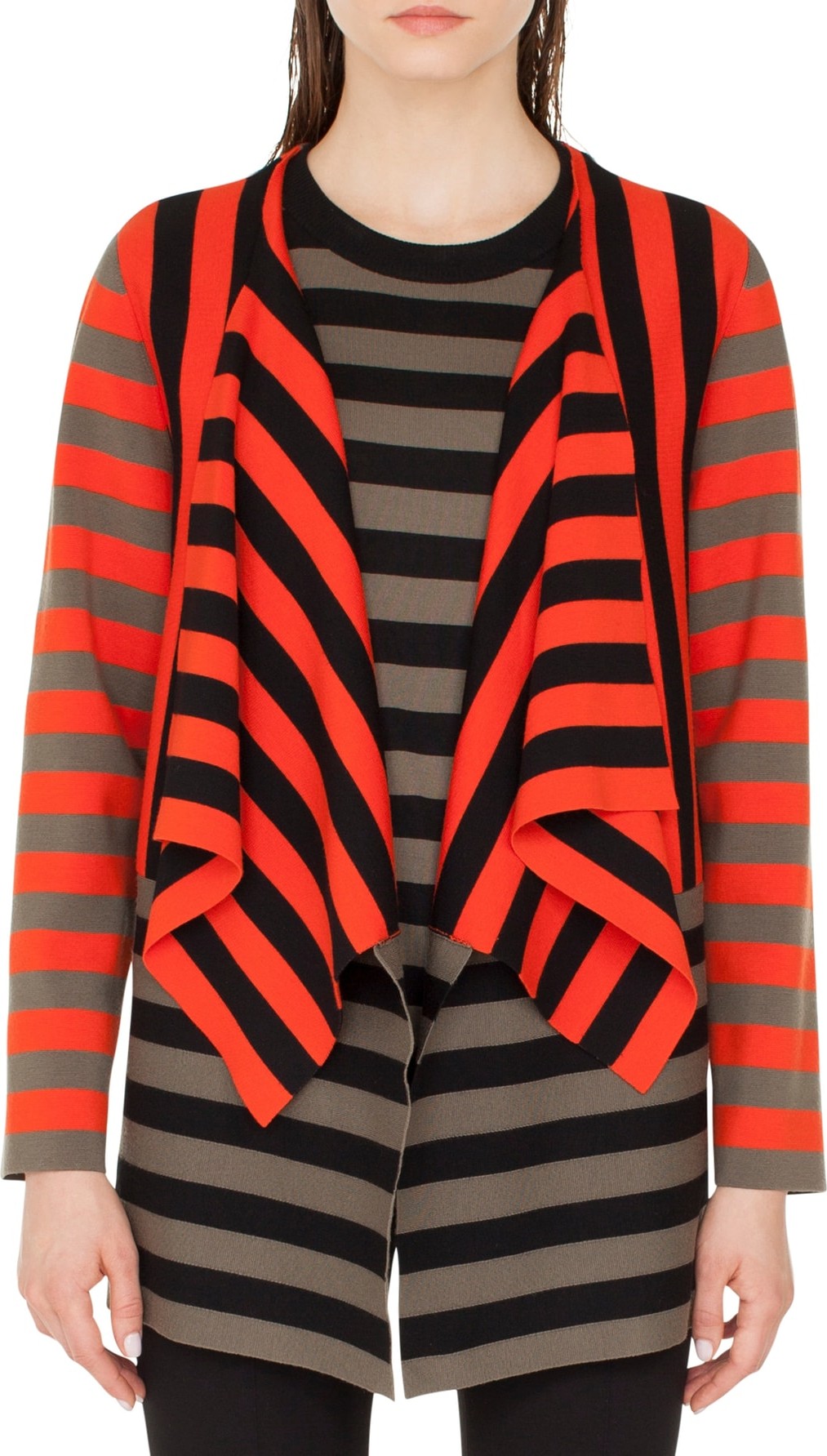 Akris Punto Stripe Open Cardigan