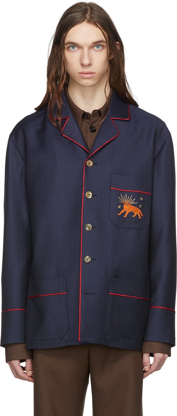 Gucci Navy Fancy Dots Blazer