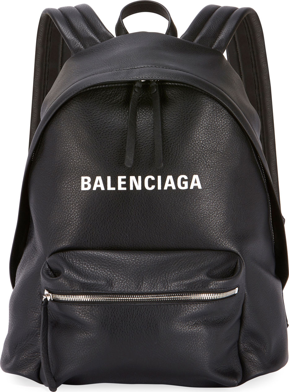 Balenciaga Everyday Large Leather Backpack with Logo