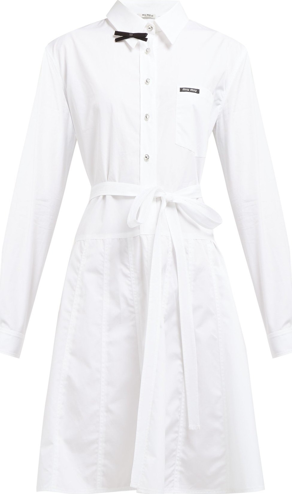 Miu Miu Bow-embellished cotton-poplin shirt dress