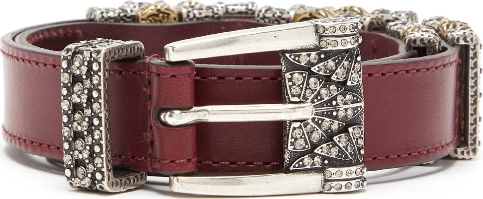 Etro Crystal-buckle leather belt