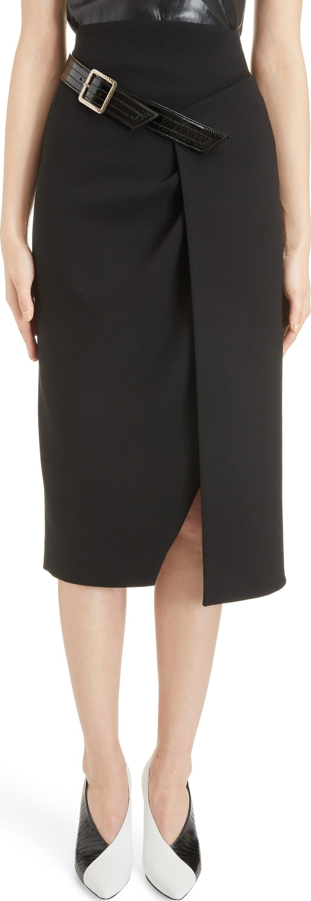 Givenchy Belt Detail Wool Wrap Skirt
