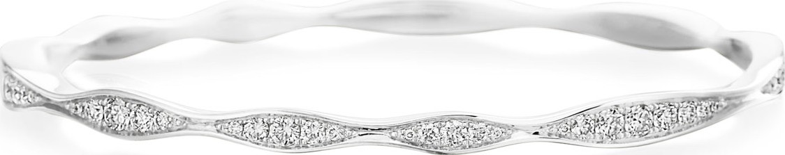 Maria Canale 18k White Gold Half Diamond Wave Bangle