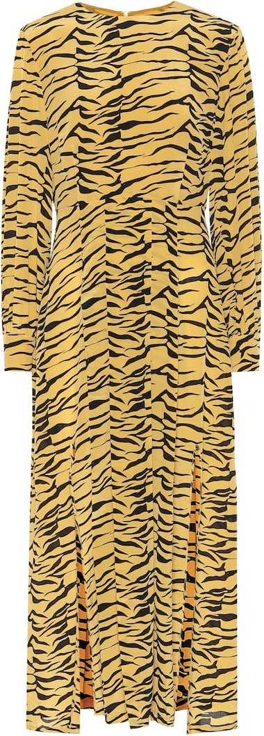RIXO LONDON Emma tiger-print silk midi dress