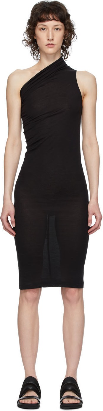 Rick Owens Lilies Black Heavy Jersey One Shoulder Dress