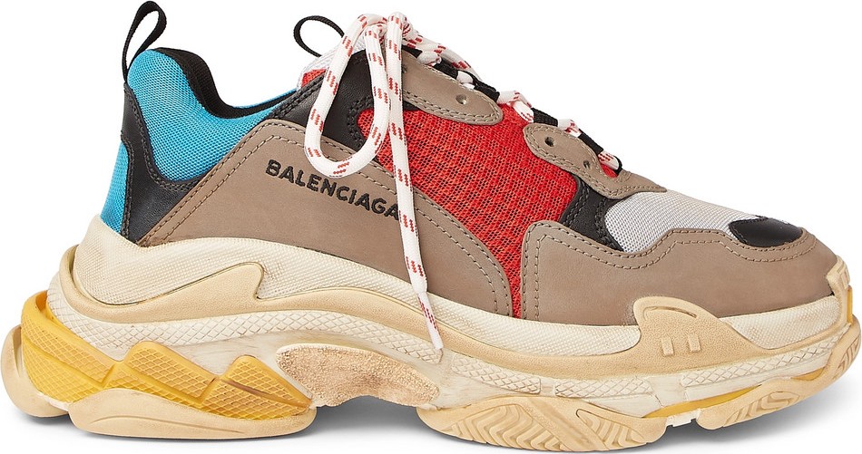 Balenciaga Triple S Mesh, Nubuck and Leather Sneakers