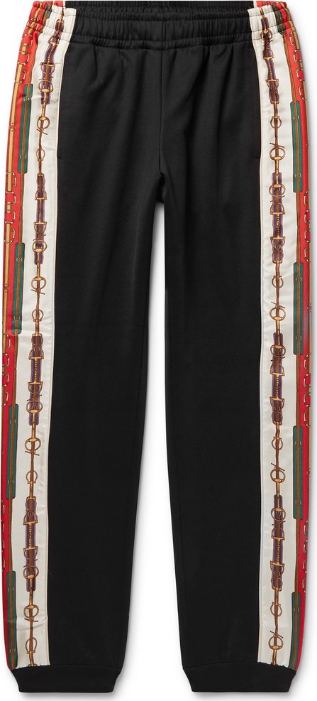 Gucci Slim-Fit Tapered Printed Silk-Trimmed Jersey Track Pants