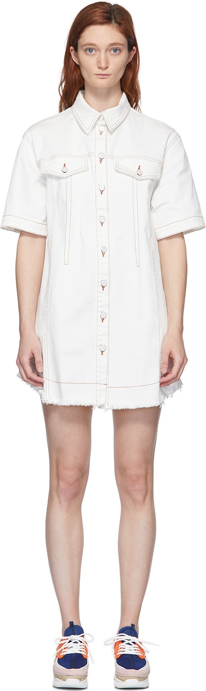 SJYP Off-White Stitch Denim Dress
