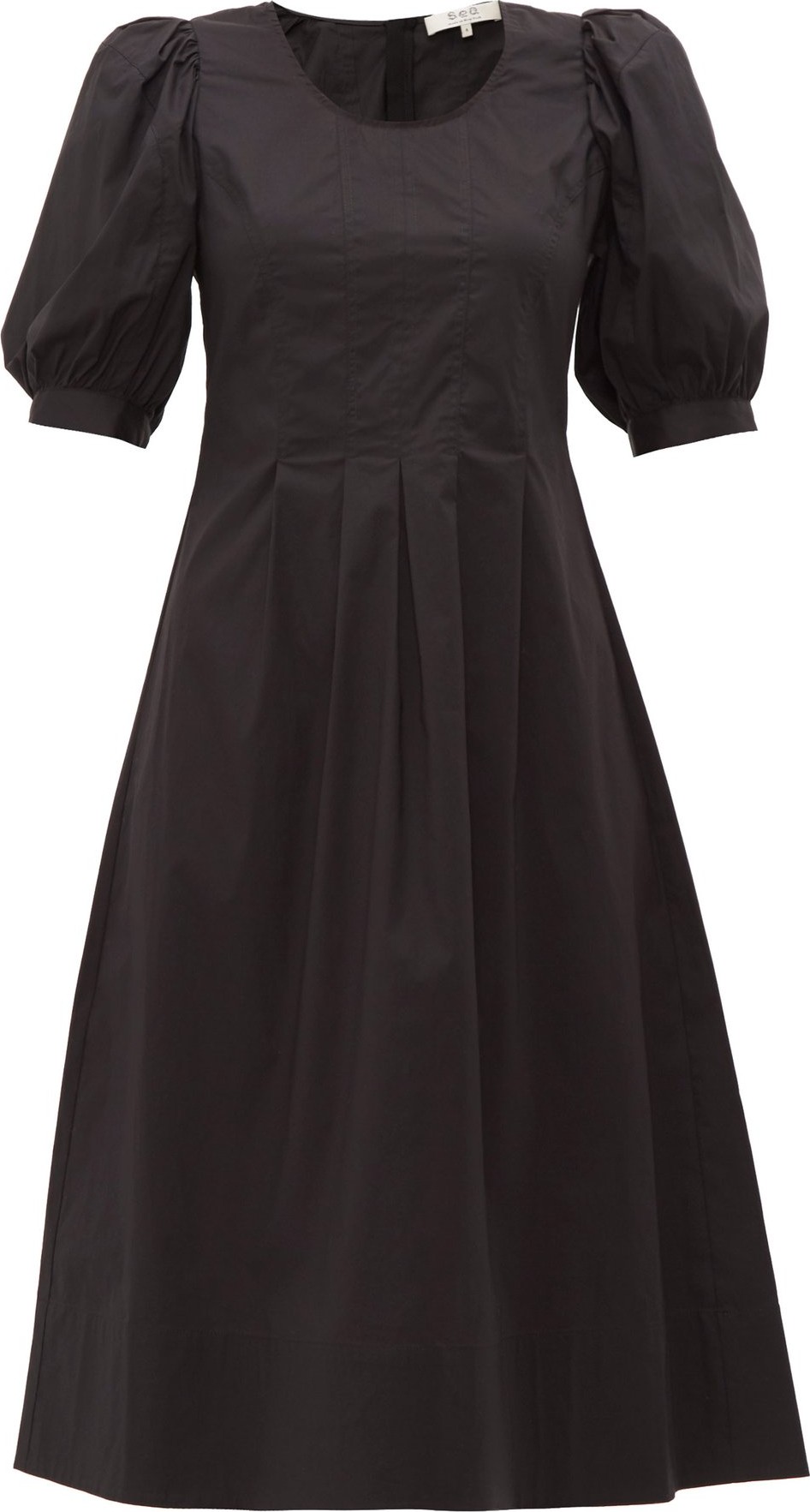 SEA Luna puffed-sleeve cotton-blend dress