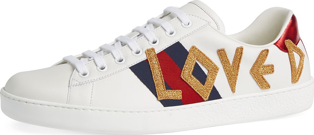 Gucci Men's New Ace Loved Low-Top Sneakers
