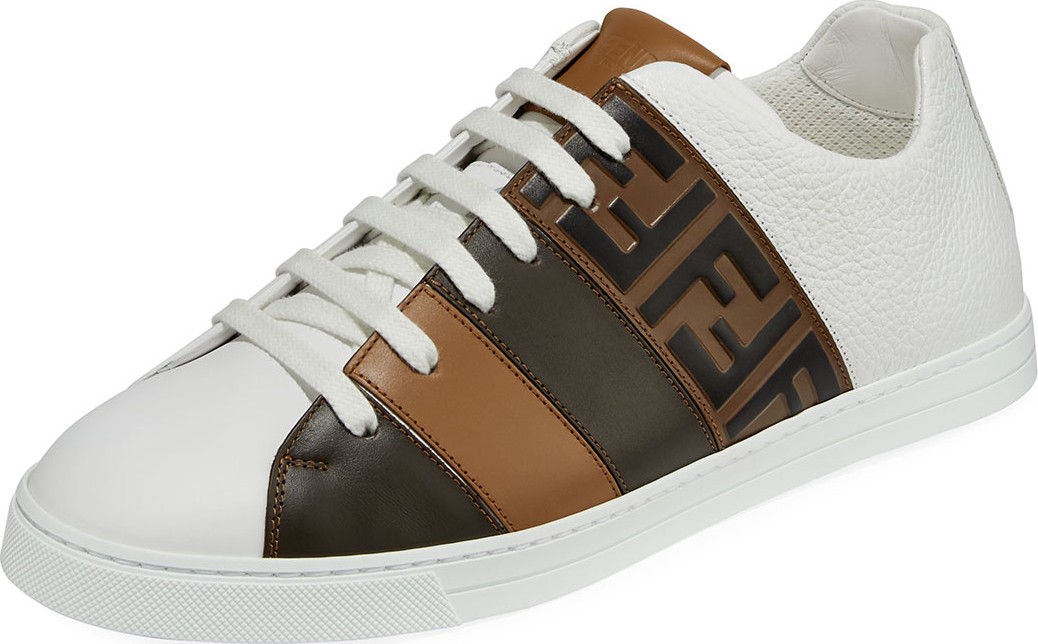 Fendi Men's Fendi Mania FF Leather Low-Top Sneakers