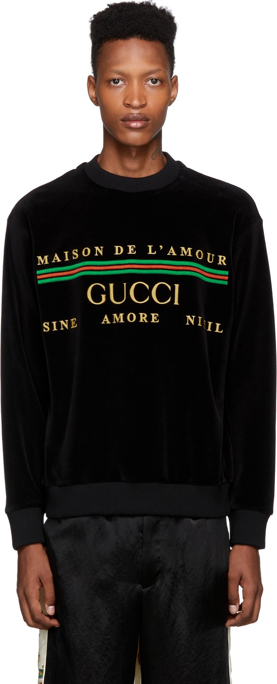 Gucci Black Chenille 'Maison De L'amour' Sweatshirt