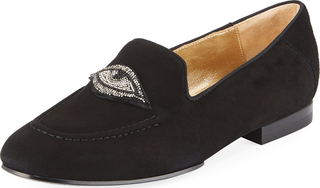 FIGUE Milky Suede Embellished Loafers