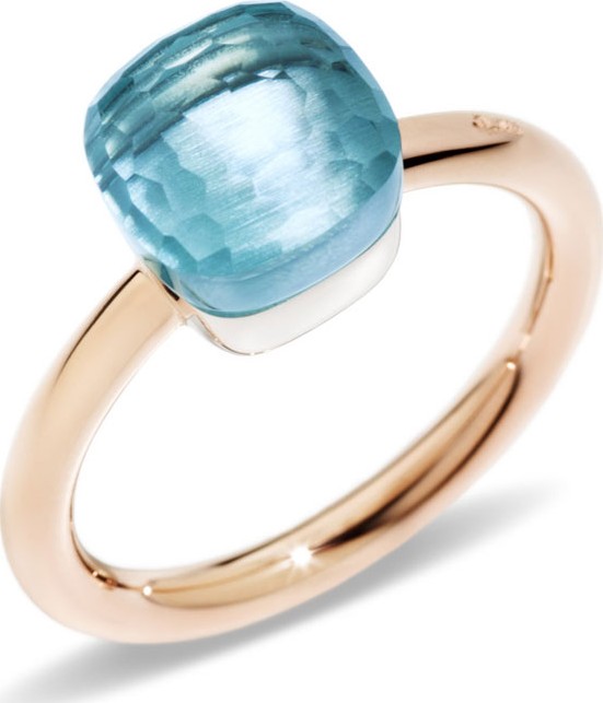 Pomellato Nudo Rose Gold & Sky Blue Topaz Mini Ring, Size 51