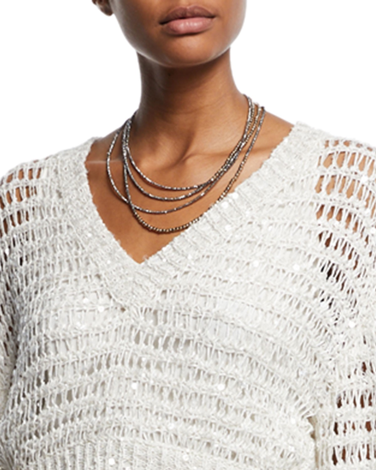 Brunello Cucinelli Golden Glass Wrap Bracelet Necklace