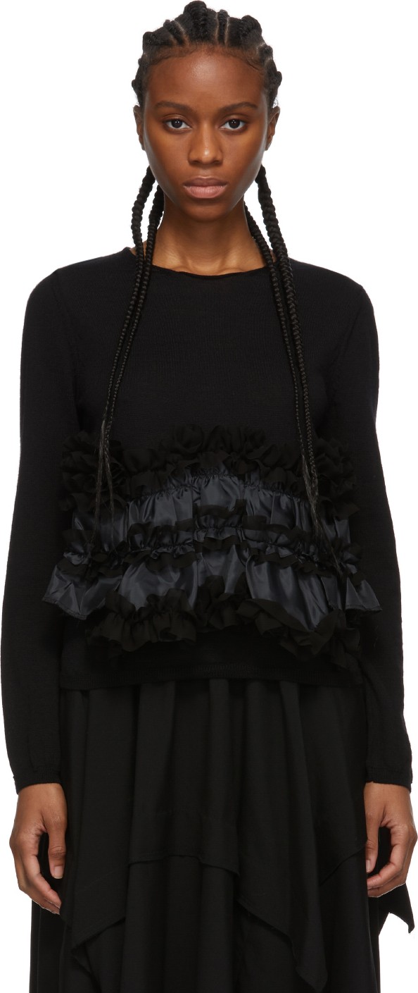 Comme Des Garçons Comme Des Garçons Black Ruffle Bottom Crewneck Sweater