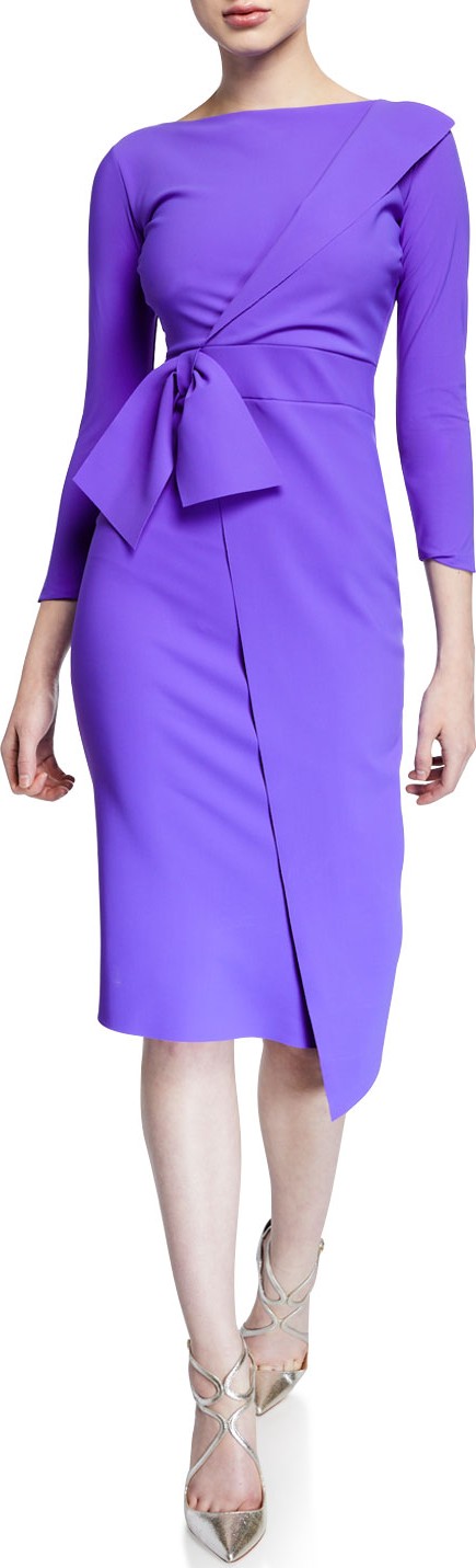 La Petite Robe di Chiara Boni Gurli Bateau-Neck 3/4-Sleeve Asymmetric Flap Dress