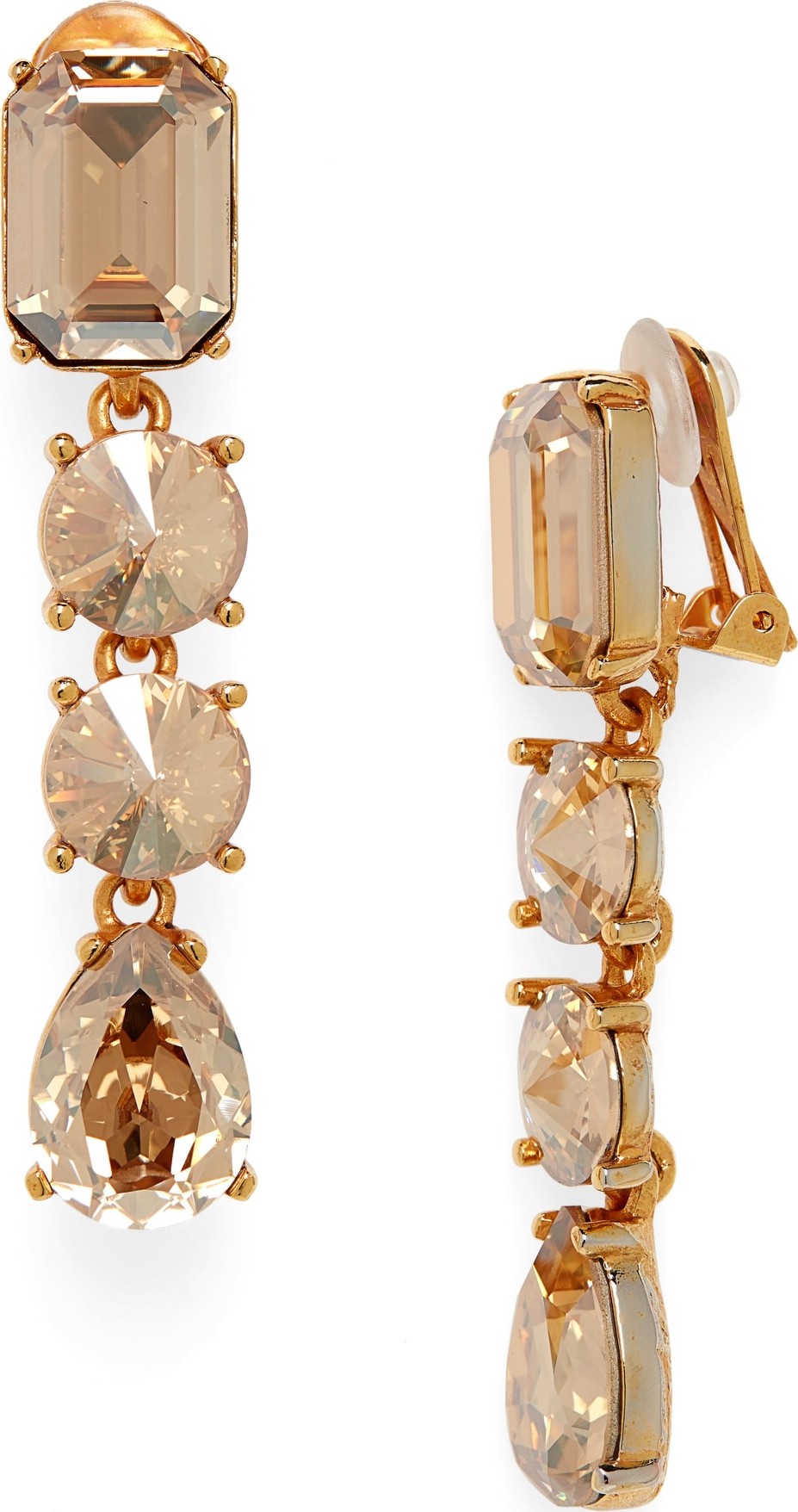 Oscar De La Renta Classic Crystal Linear Drop Earrings