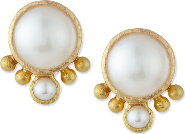 Elizabeth Locke Mabe Pearl Stud Earrings