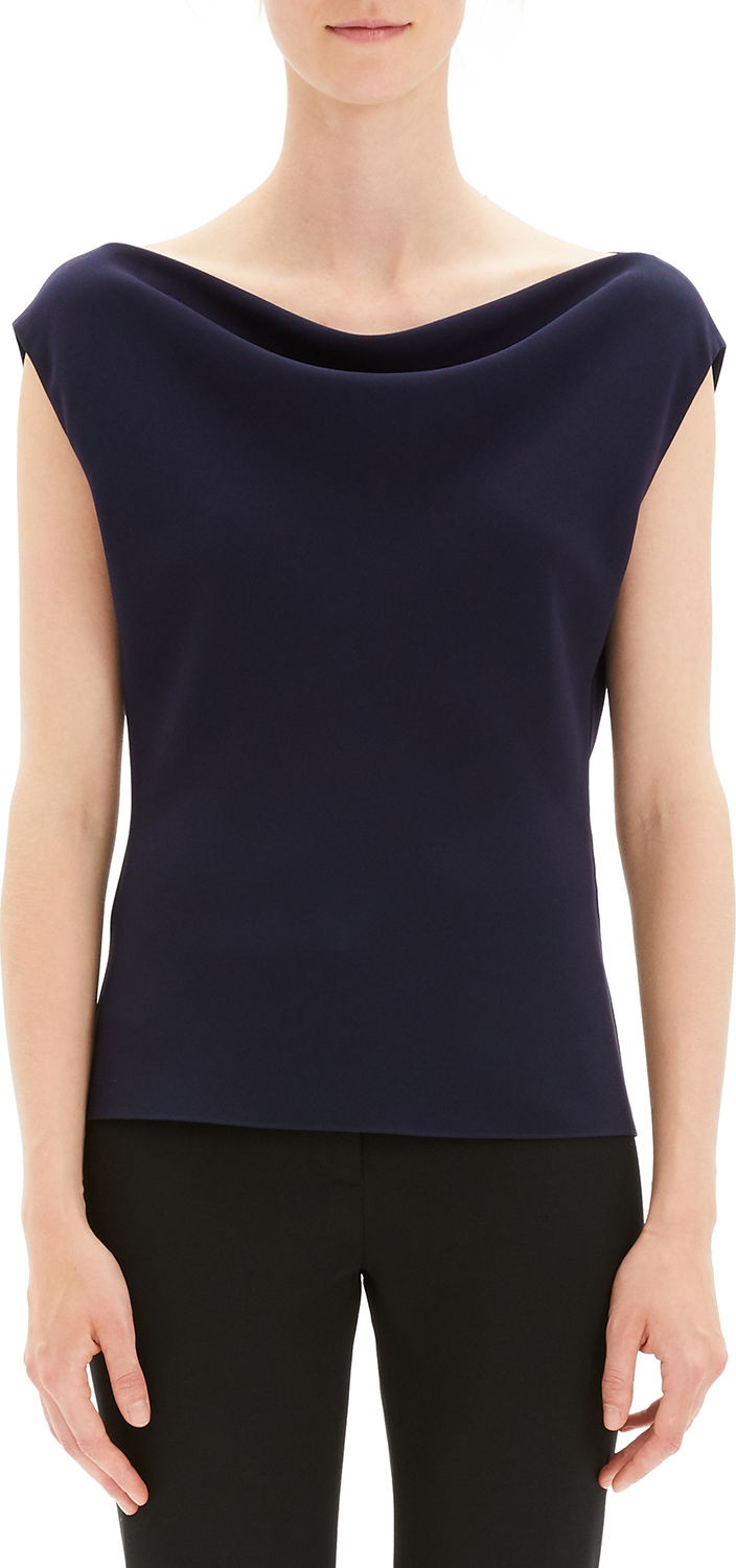 Theory Draped Boat-Neck Classic Crepe Top