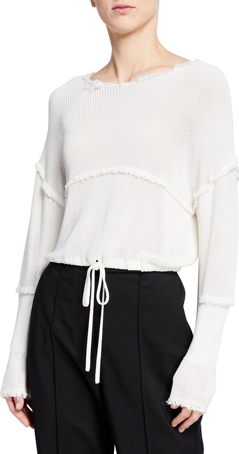 3.1 Phillip Lim Cropped Raw-Edge Pullover Sweater