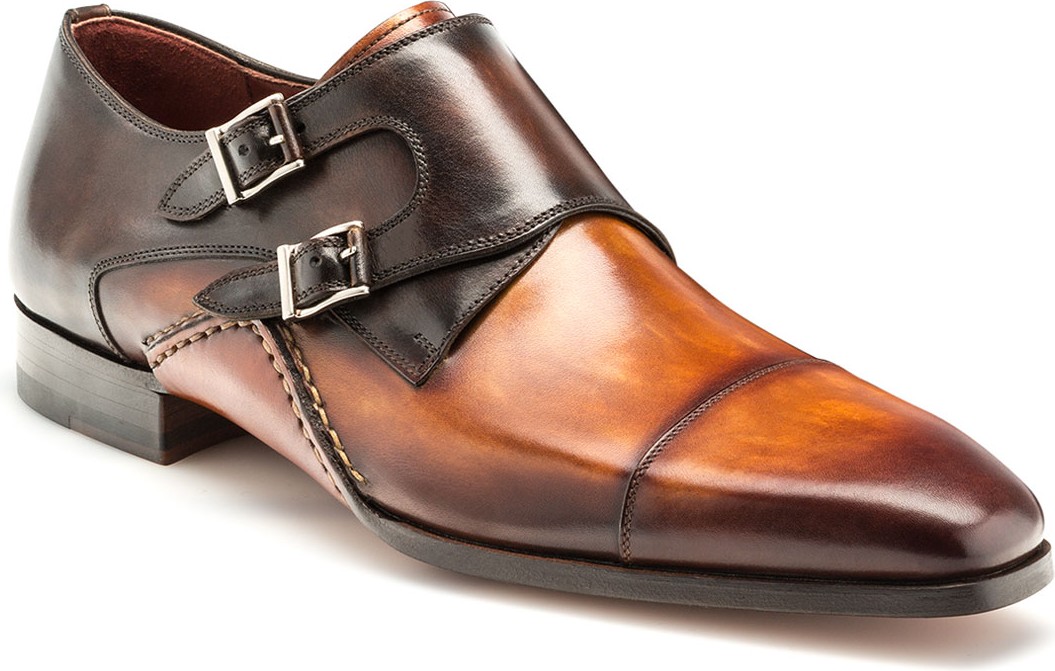 MAGNANNI Men's Ondara Double-Monk Two-Tone Leather Shoes