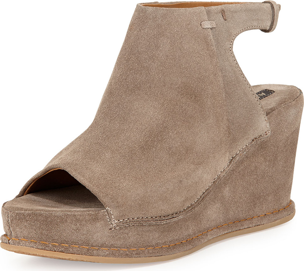 Alberto Fermani Aleria Allover Suede Wedge, Sand