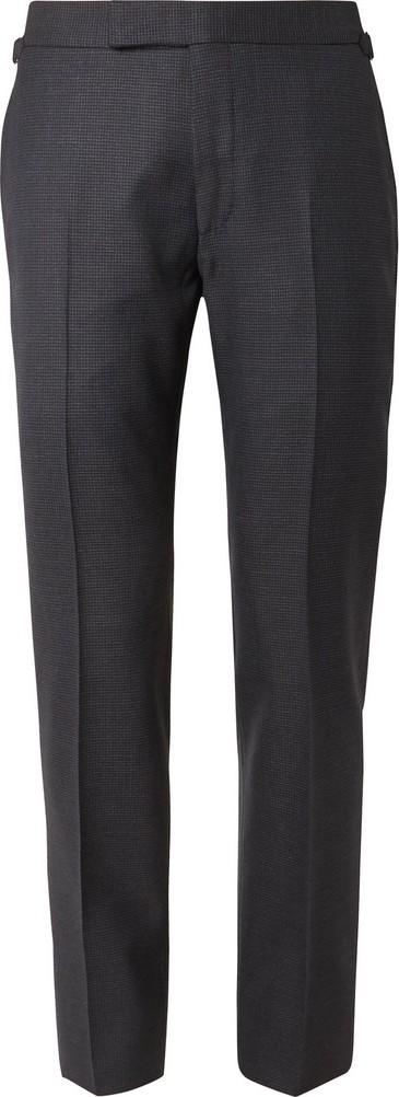 TOM FORD Navy Shelton Slim-Fit Puppytooth Wool Suit Trousers