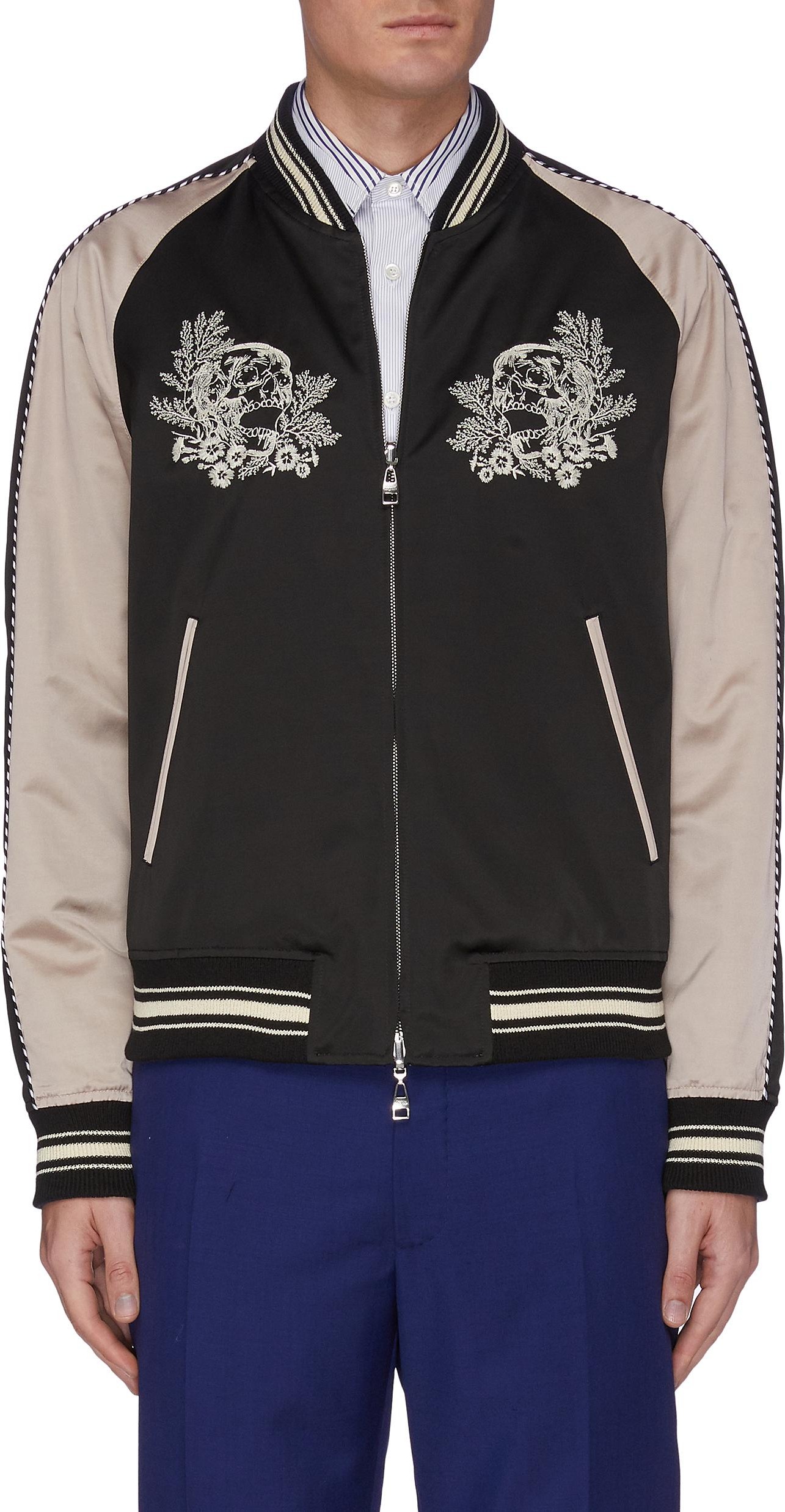 Alexander McQueen Skull Embroidered Reversible Bomber Jacket