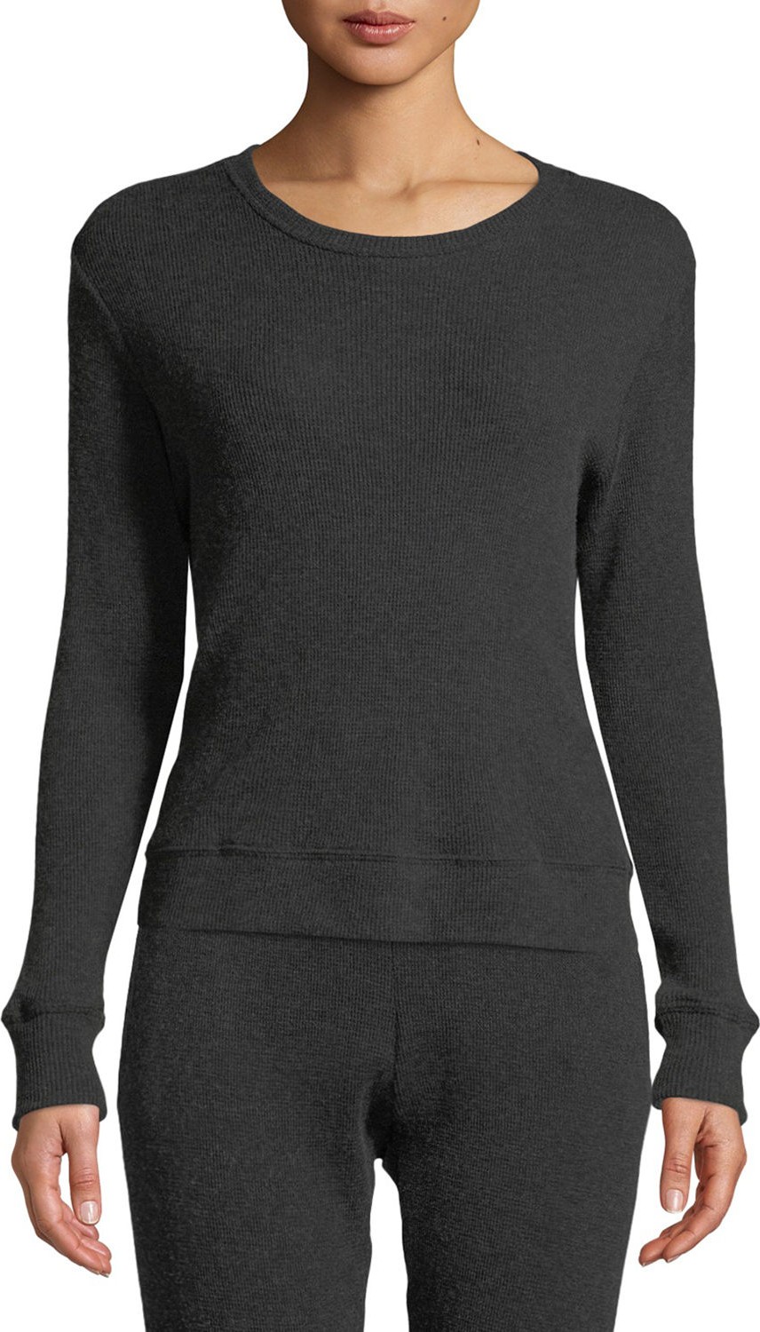 ENZA COSTA Cashmere Long-Sleeve Thermal Sweatshirt